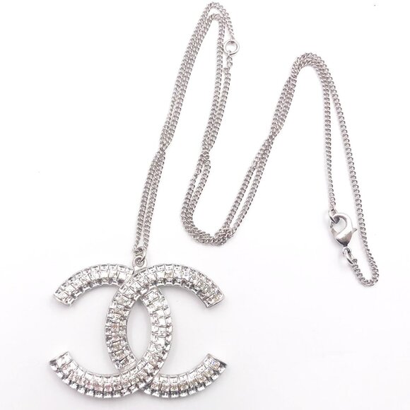 Chanel Silver CC Princess Square Large Pendant Necklace - Picture 1 of 4